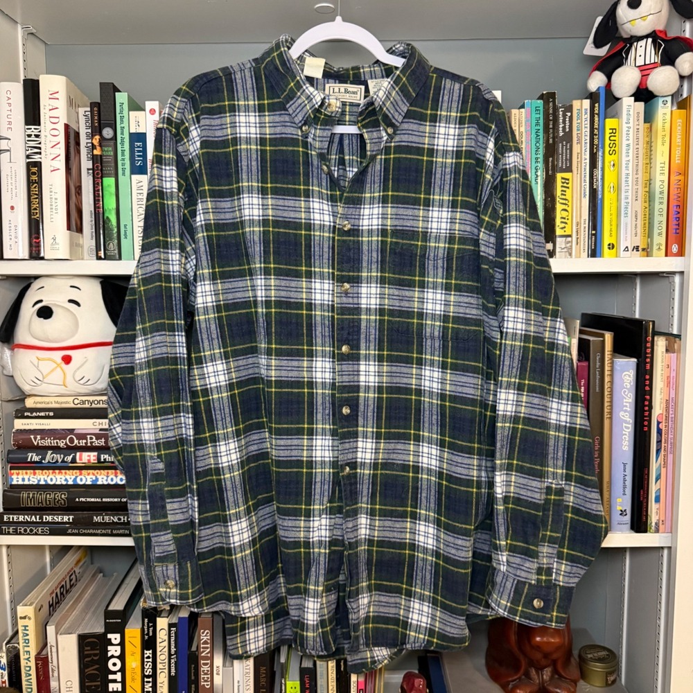 LL Bean Vintage Plaid Flannel Button Down Shirt XXL